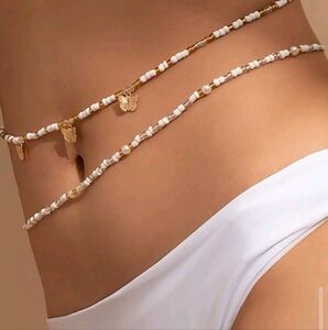 Women's Hot Summer Girl Butterfly Flower Rice Bead Waist Chain